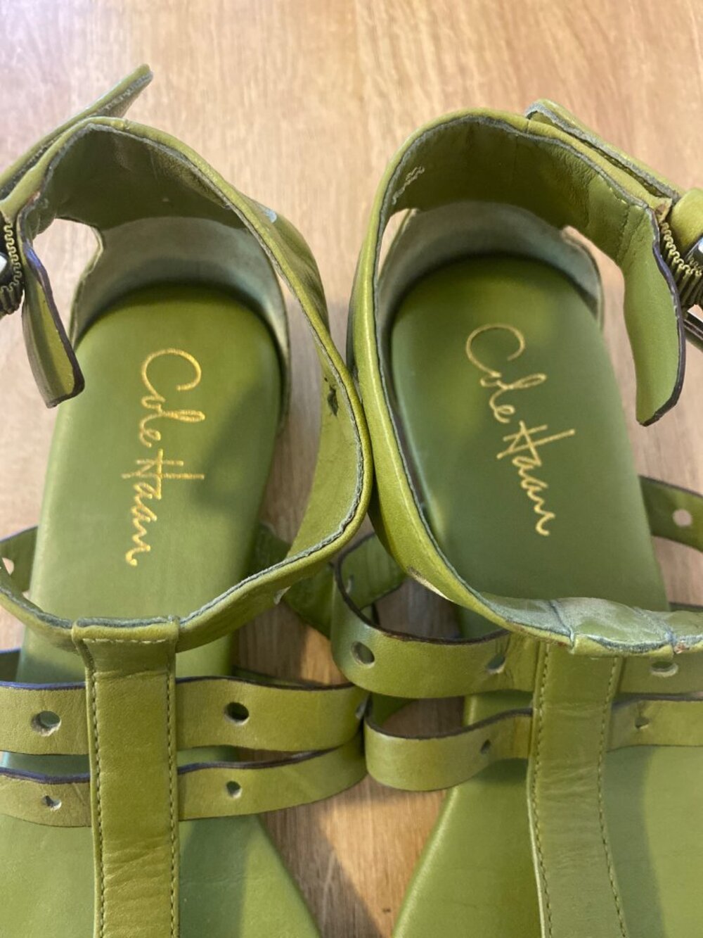 Cole Haan Women's Green Leather Gladiator Sandals Adjustable Straps Size 8 - Picture 5 of 7